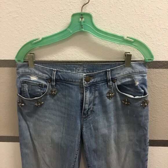 Loft-Relaxed Skinny Embellished Jeans - Picture 1 of 4